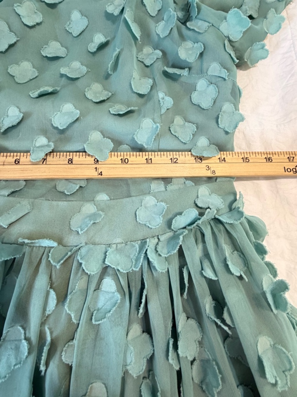 Dainty Jewells Mint Green 3D Floral Midi Dress Size M Modest church Spring - Picture 9 of 11